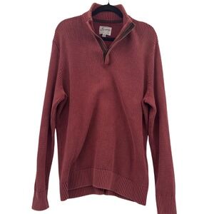 Lucky Brand Waffle Weave Quarter Zip Pull Over XXL Washed Red Lightweight Casual